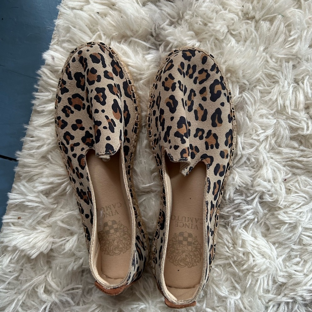 Vince Camuto Leopard Espadrille Slip-On Flats - Tan/Black